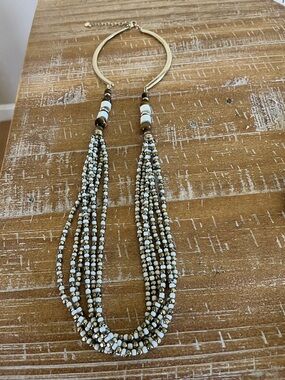 Talbots. Gold, White and Brown Beaded Multi-Strand Necklace - Women's Jewelry